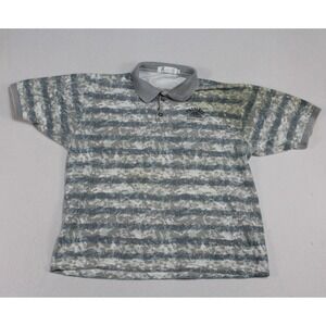 Haley Men Gray Polo Shirt Striped Vintage Short Sleeve Collar Size Large